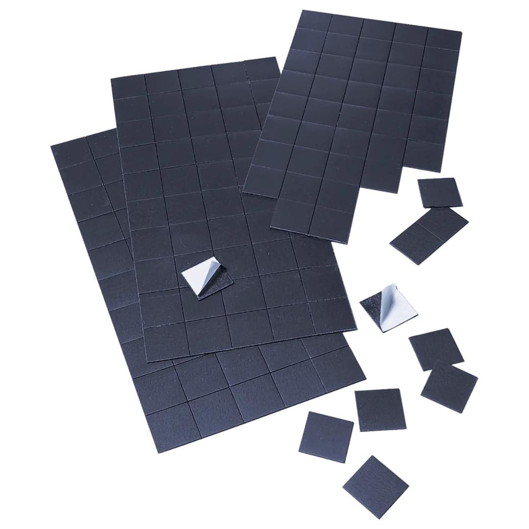 20 x 20 mm, noire, lot de 50 Pastille magnétique adhésive FRANKEN - Pastilles magnétiques adhésives FRANKEN de 20 x 20 mm, noires, sur leur planche