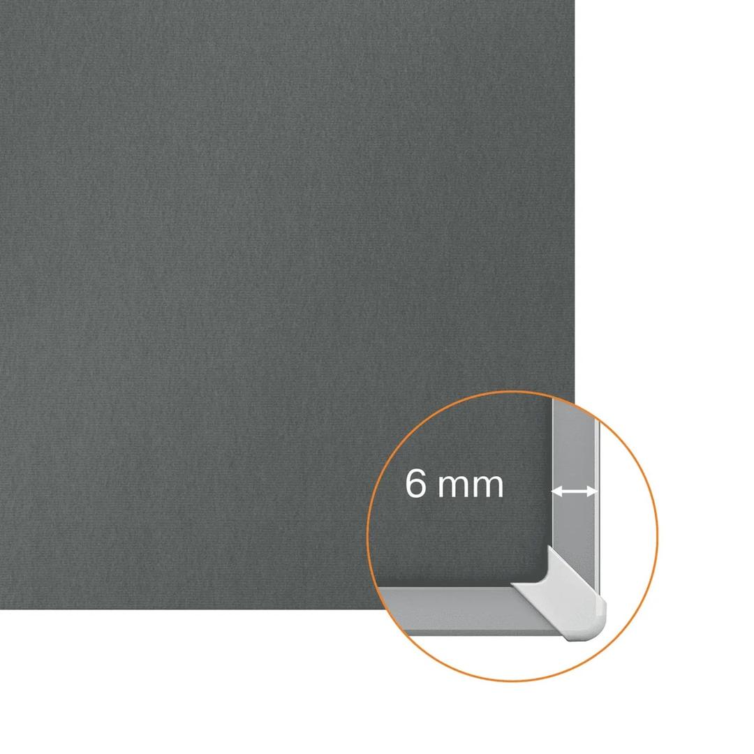 Tableau feutrine nobo Impression Pro gris, 1 200 x 900 mm, détail du cadre fin