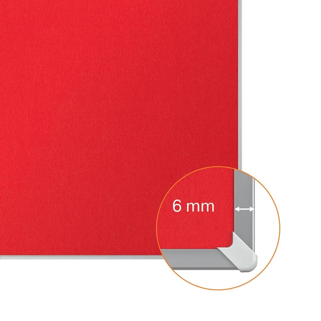 Tableau feutrine nobo Impression Pro Widescreen rouge 55 pouces, détail du cadre fin