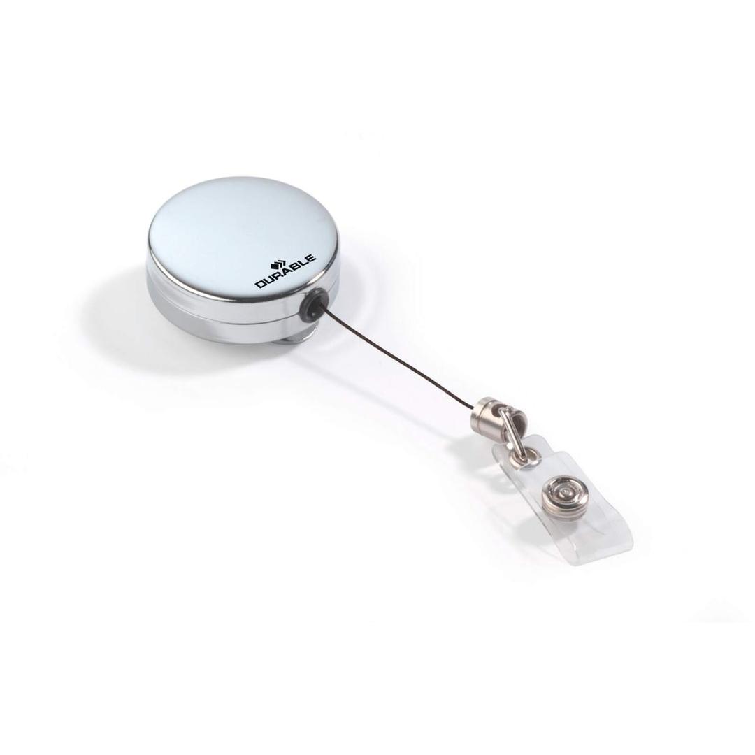 Enrouleur badge chromé DURABLE
