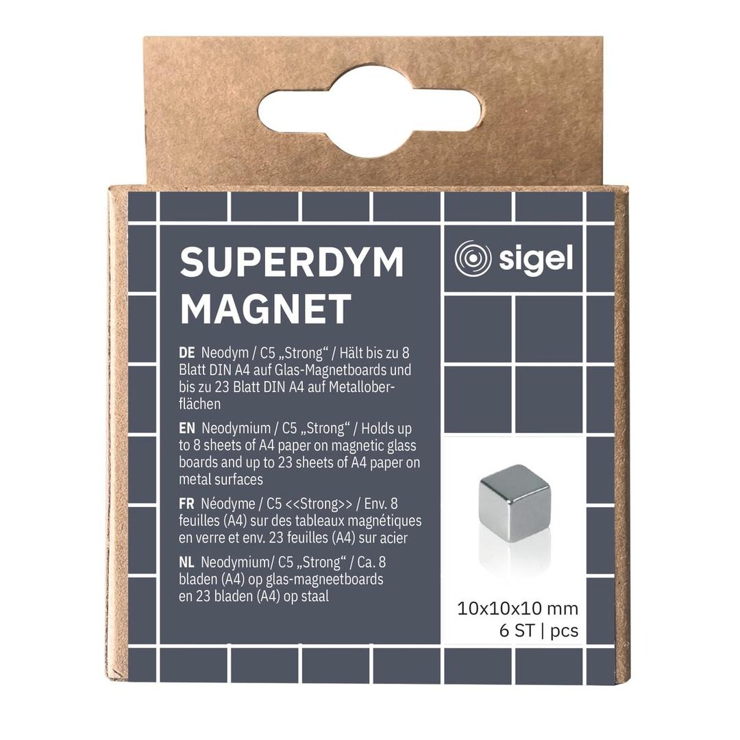 Boîte de 6 aimants néodyme cubes SuperDym sigel