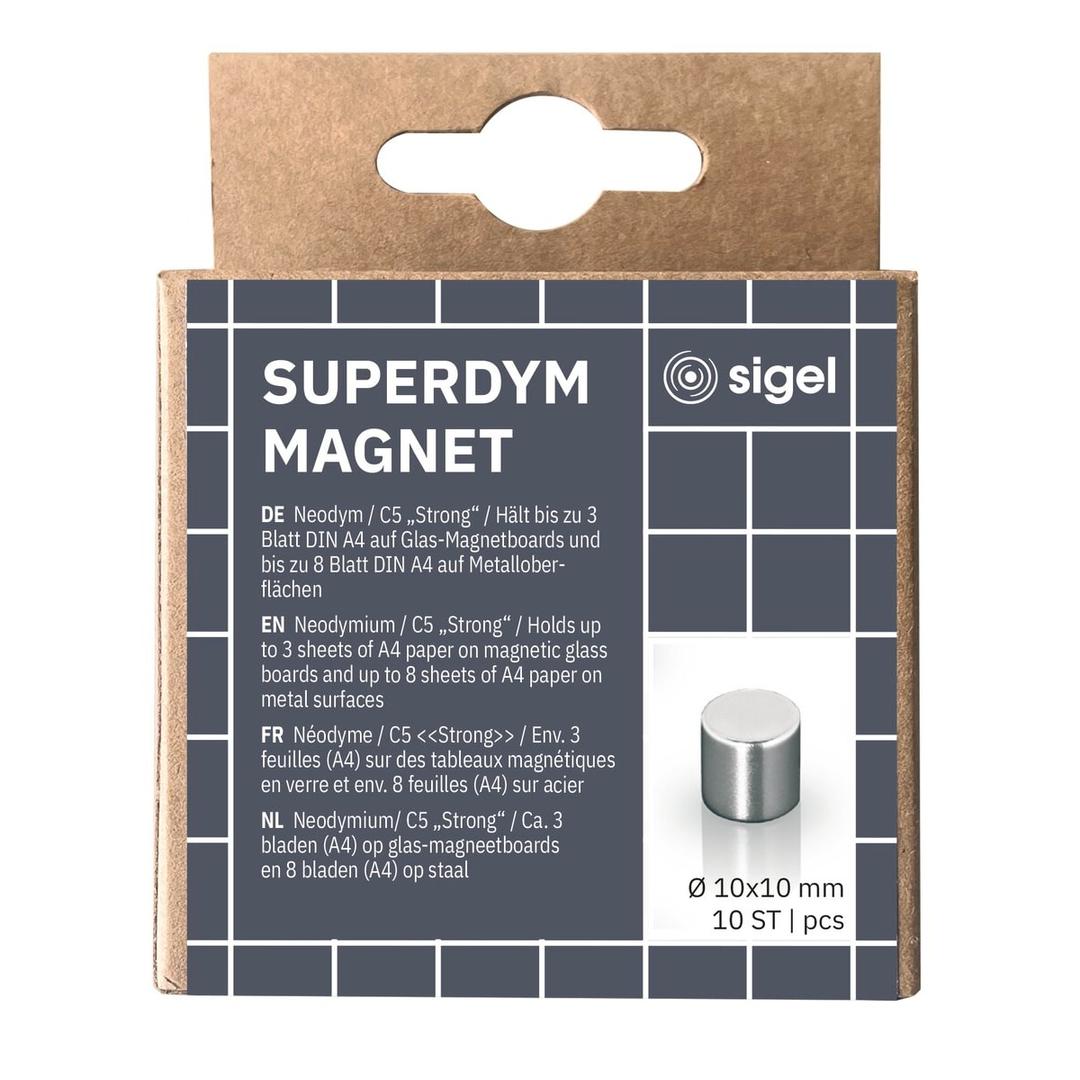 Boîte de 10 aimants néodyme cylindriques SuperDym sigel