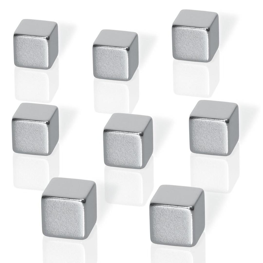 Huit aimants néodyme cubes Be!Board sigel argentés