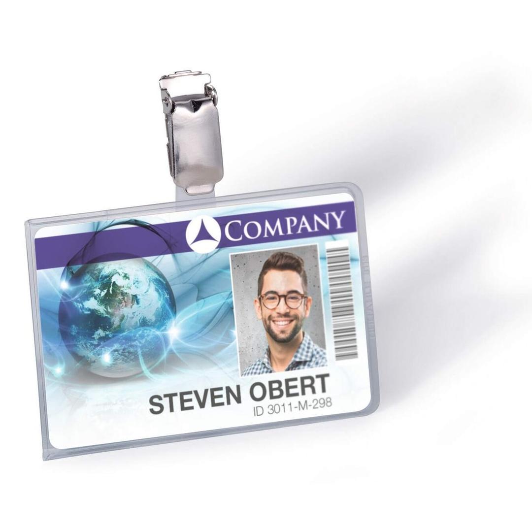 Porte badge DURABLE pour carte de sécurité à clip, avec une carte