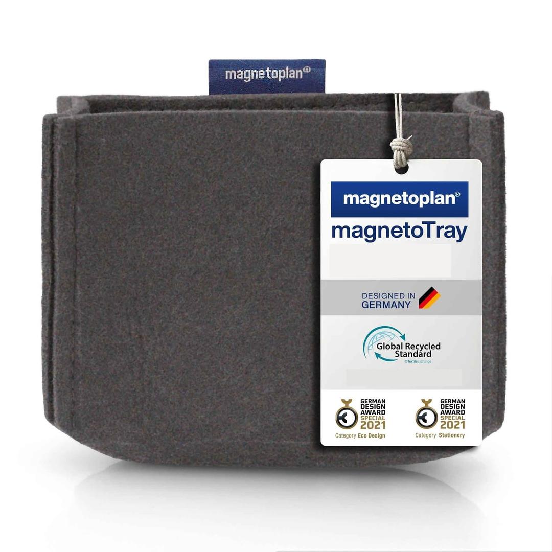 Pot à crayons magnétique magnetoTray moyen gris, feutre recyclé