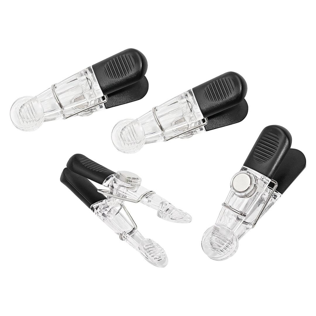 transparente et noire, lot de 4 Pince aimantée GLOSSY WEDO - Quatre pinces aimantées GLOSSY WEDO transparentes à prises noires