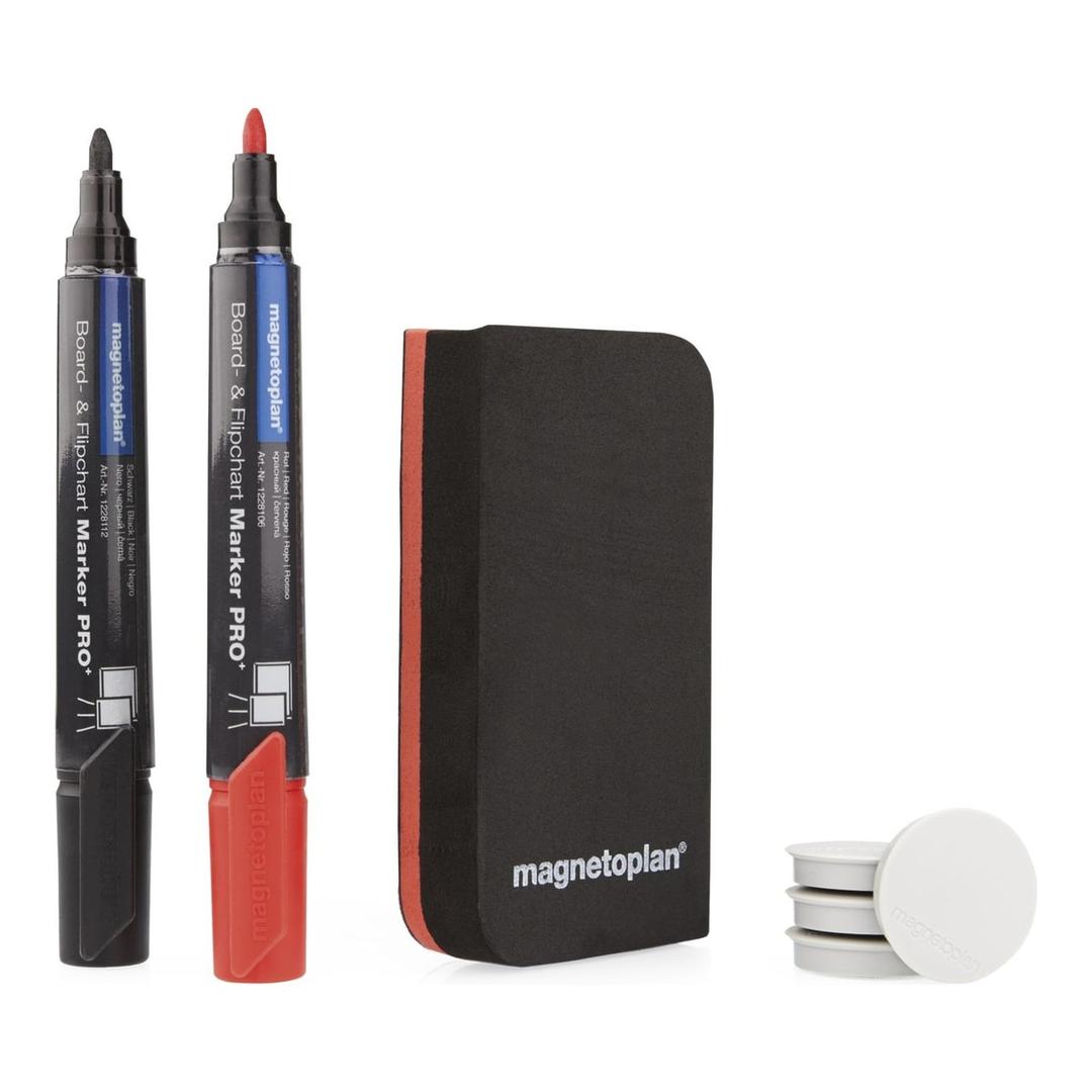 Kit de démarrage tableau blanc magnetoplan : effaceur, 2 marqueurs et 4 aimants