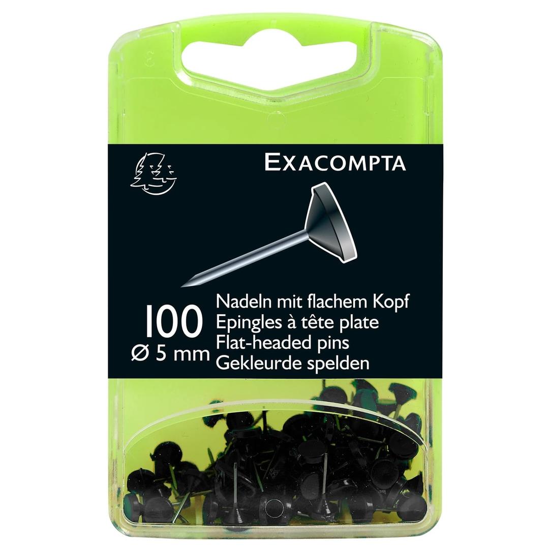 Boîte de 100 épingles à tête plate EXACOMPTA noires