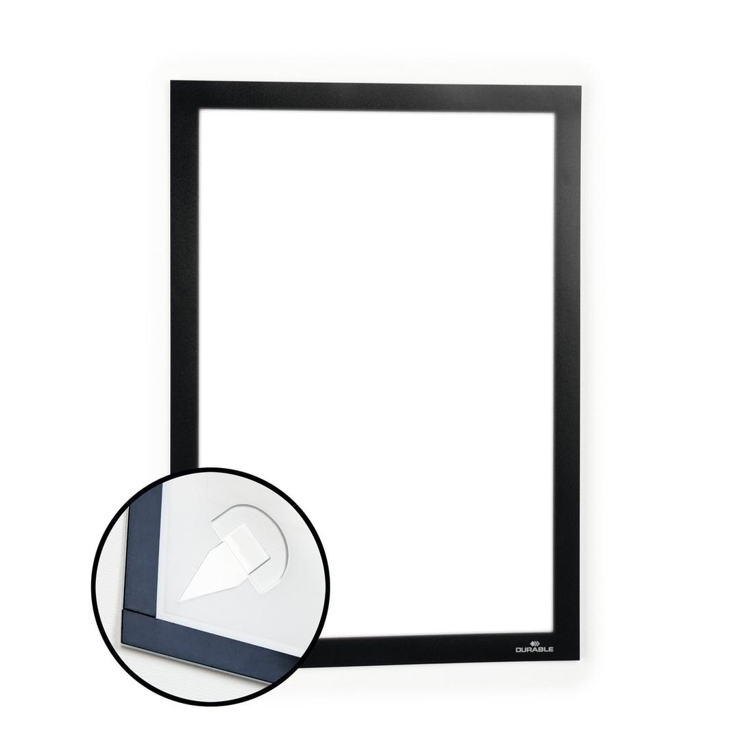 Cadre adhésif DURABLE DURAFRAME WALLPAPER A4 noir, bande adhésive au dos