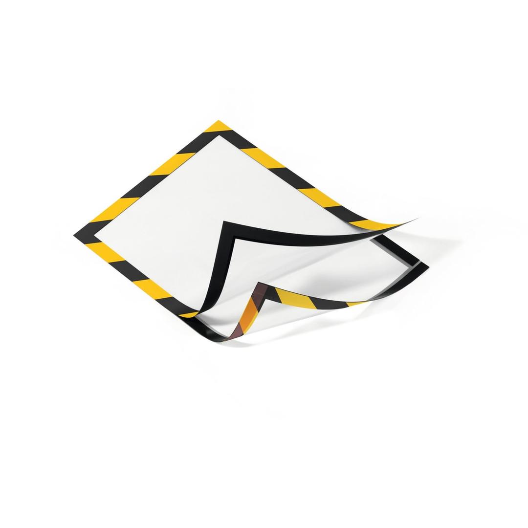 Cadre adhésif de sécurité DURAFRAME SECURITY DURABLE A4 jaune et noir, cadre soulevé