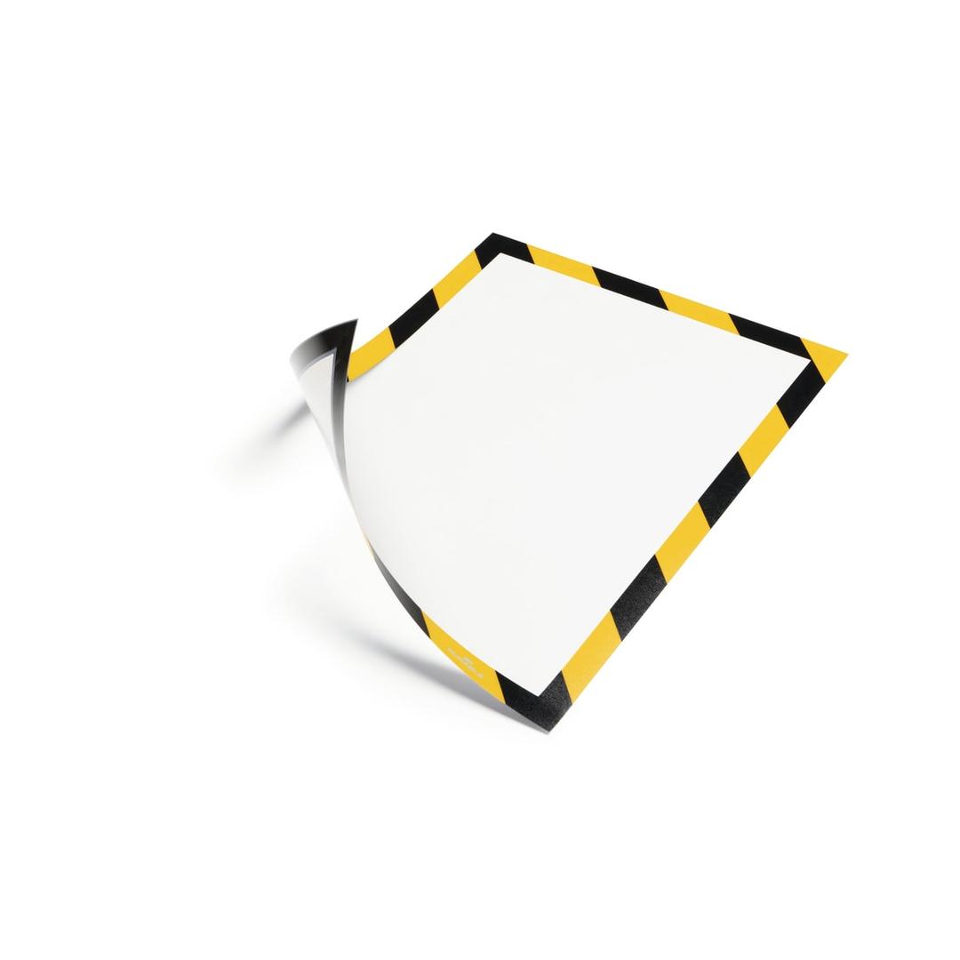 Cadre magnétique de sécurité DURAFRAME MAGNETIC SECURITY DURABLE A4 jaune et noir, vue de trois-quarts