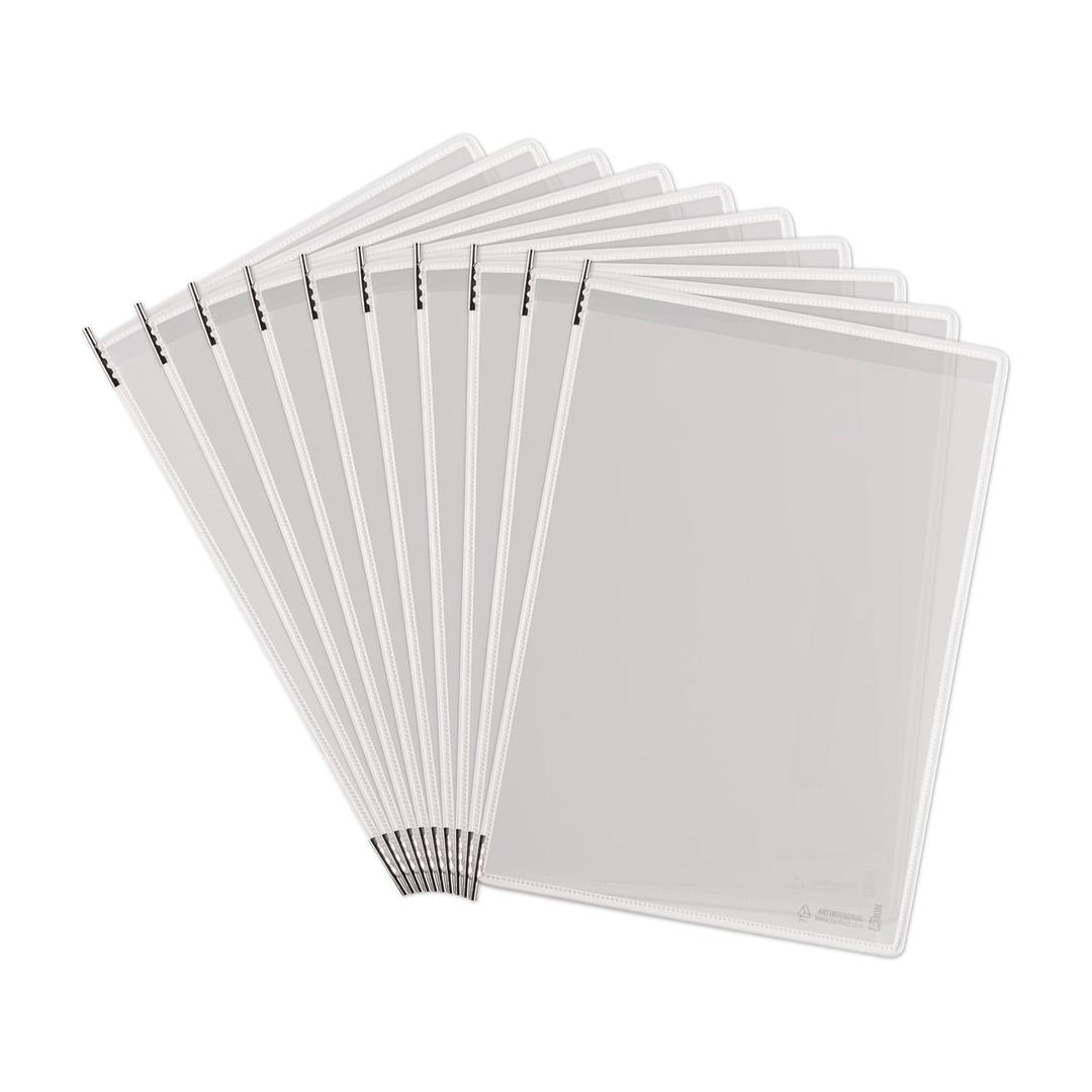 À pivot, A4 portrait, ouverture en haut, blanc Pochette Tarifold antimicrobienne DJOIS - Pochettes Tarifold antimicrobiennes djois blanches en éventail