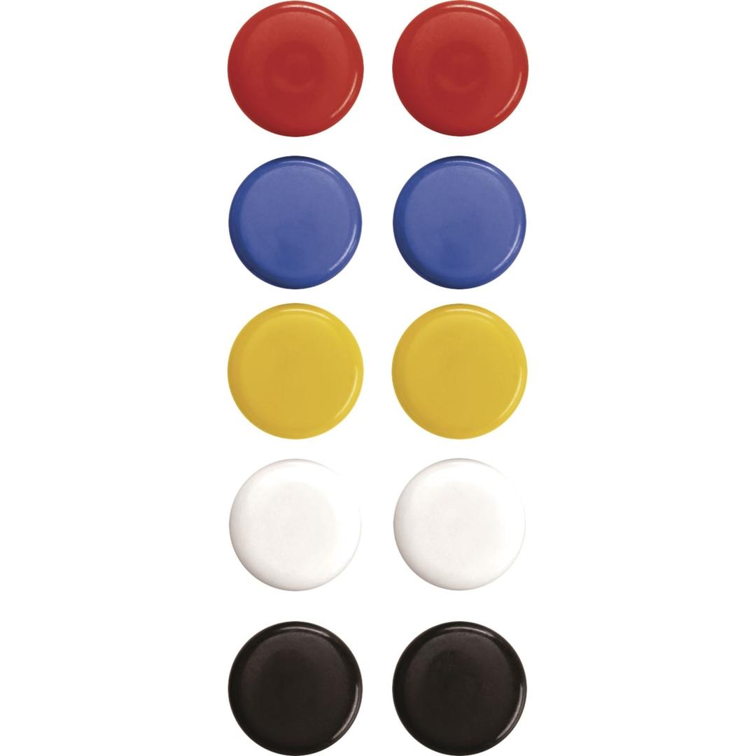20 mm, couleurs assorties, lot de 10 Aimant de signalisation MAGNETOPLAN - Dix aimants de signalisation magnetoplan rouges, bleus, jaunes, blancs et noirs