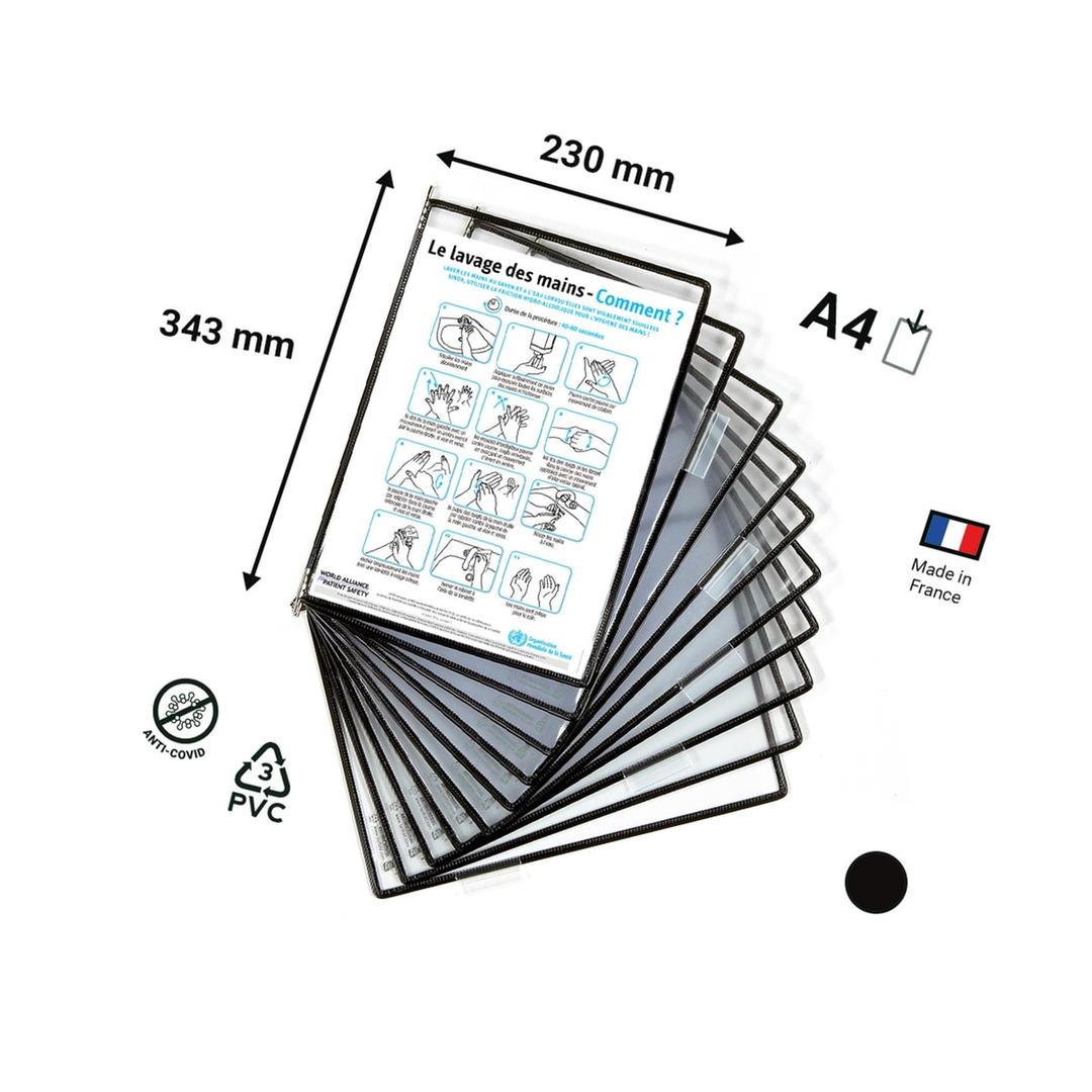 Pochette Tarifold antimicrobienne inox djois, cotes et pictogrammes