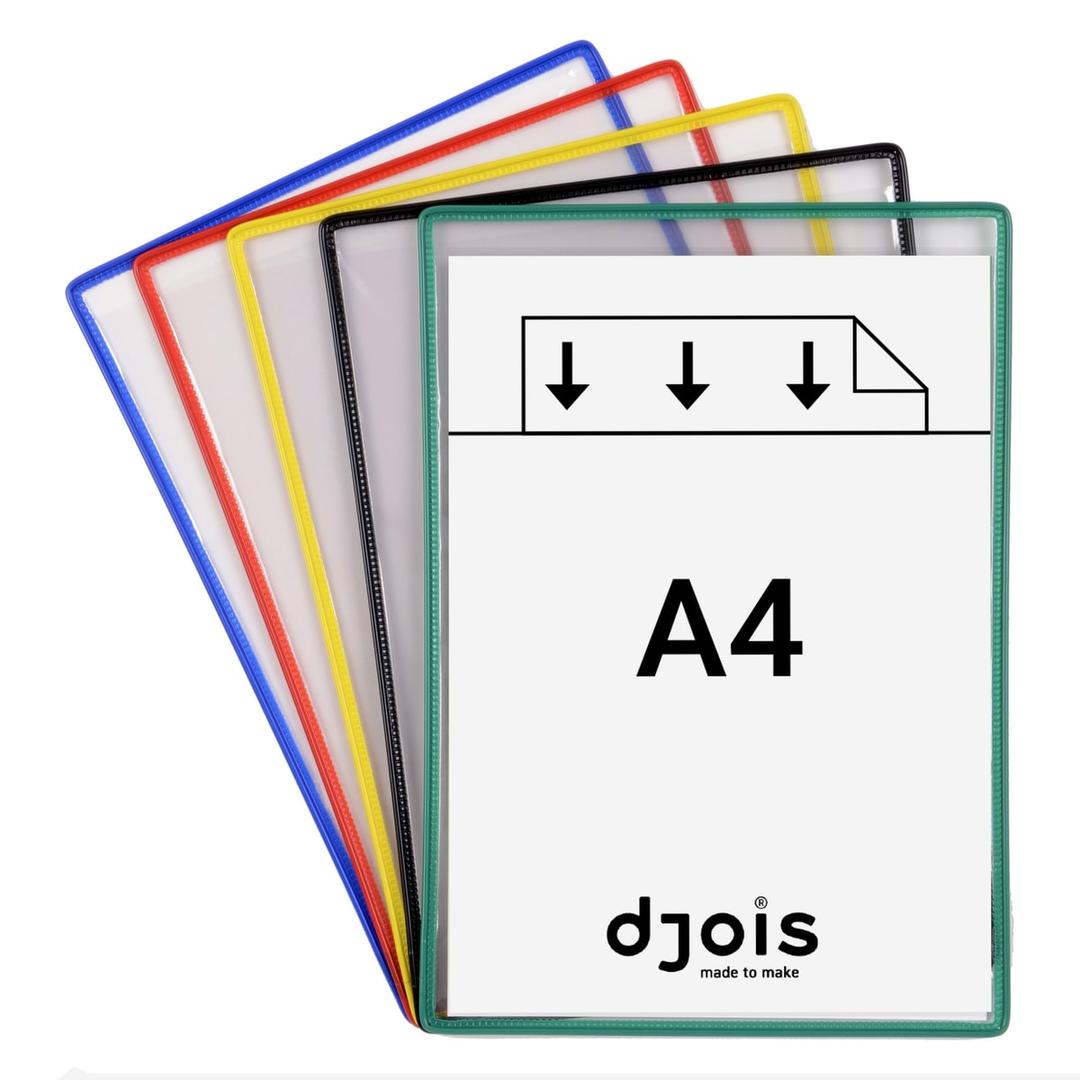 Lot de 5 pochettes Tarifold sans pivots djois A4 en coloris assortis