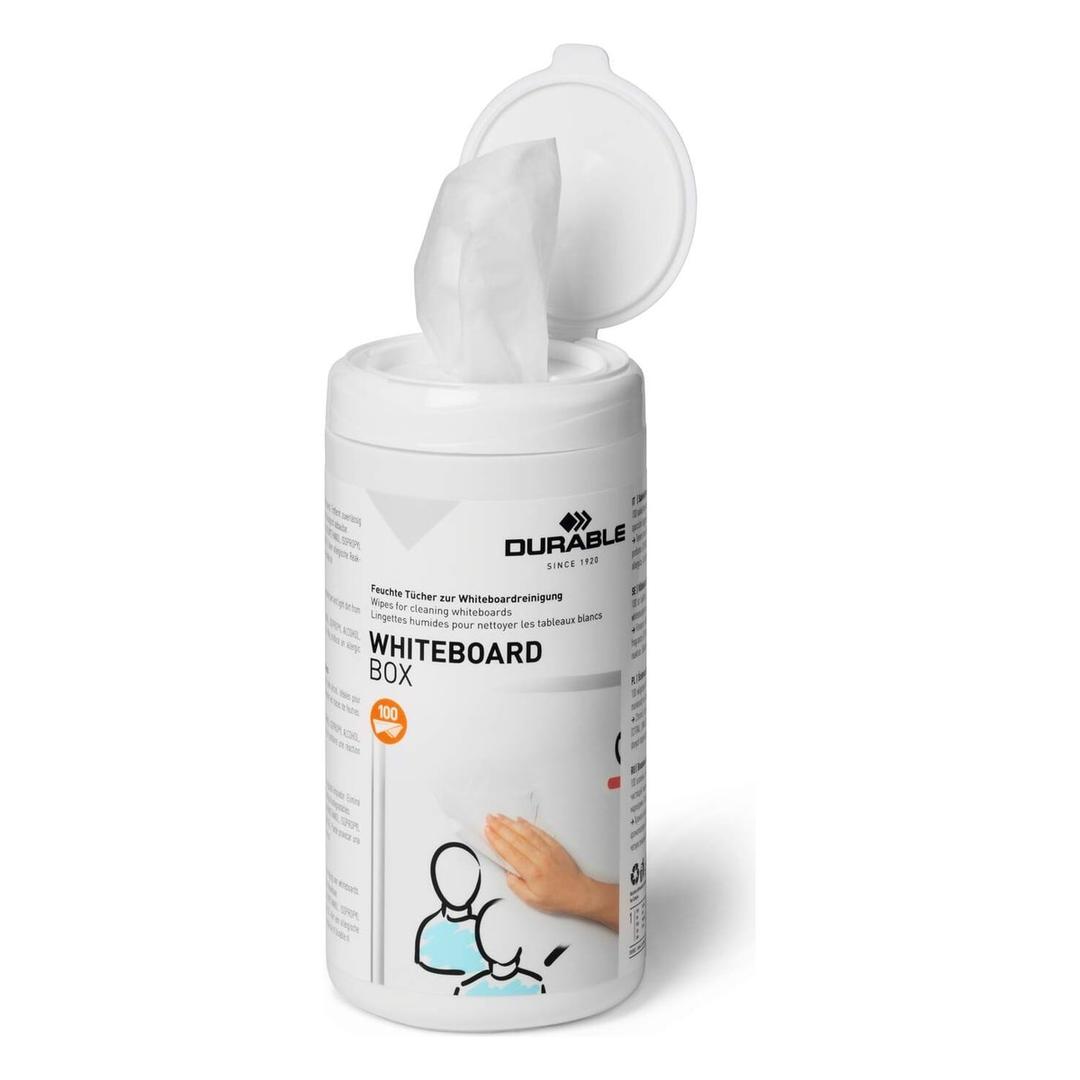 Lingettes nettoyantes tableau blanc DURABLE, boîte distributrice ouverte