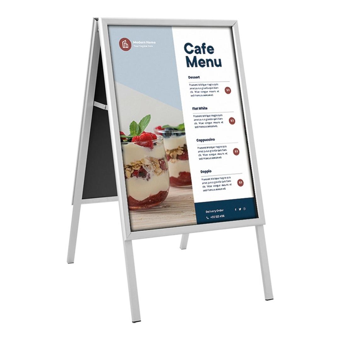Stop-trottoir porte-affiche EUROPEL Classic 32 mm A1, cadres aluminium argent