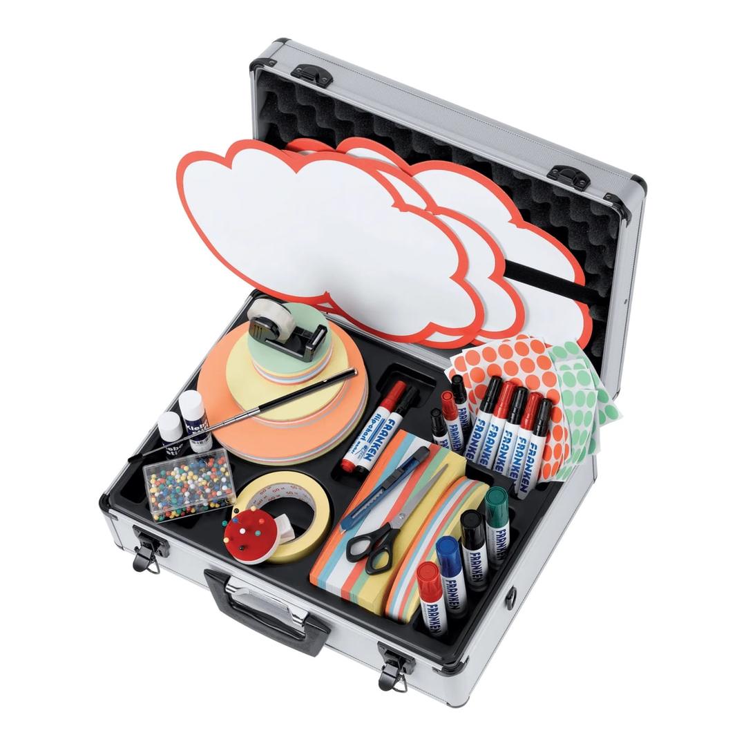 Valise d'animation FRANKEN Profi ouverte avec son équipement