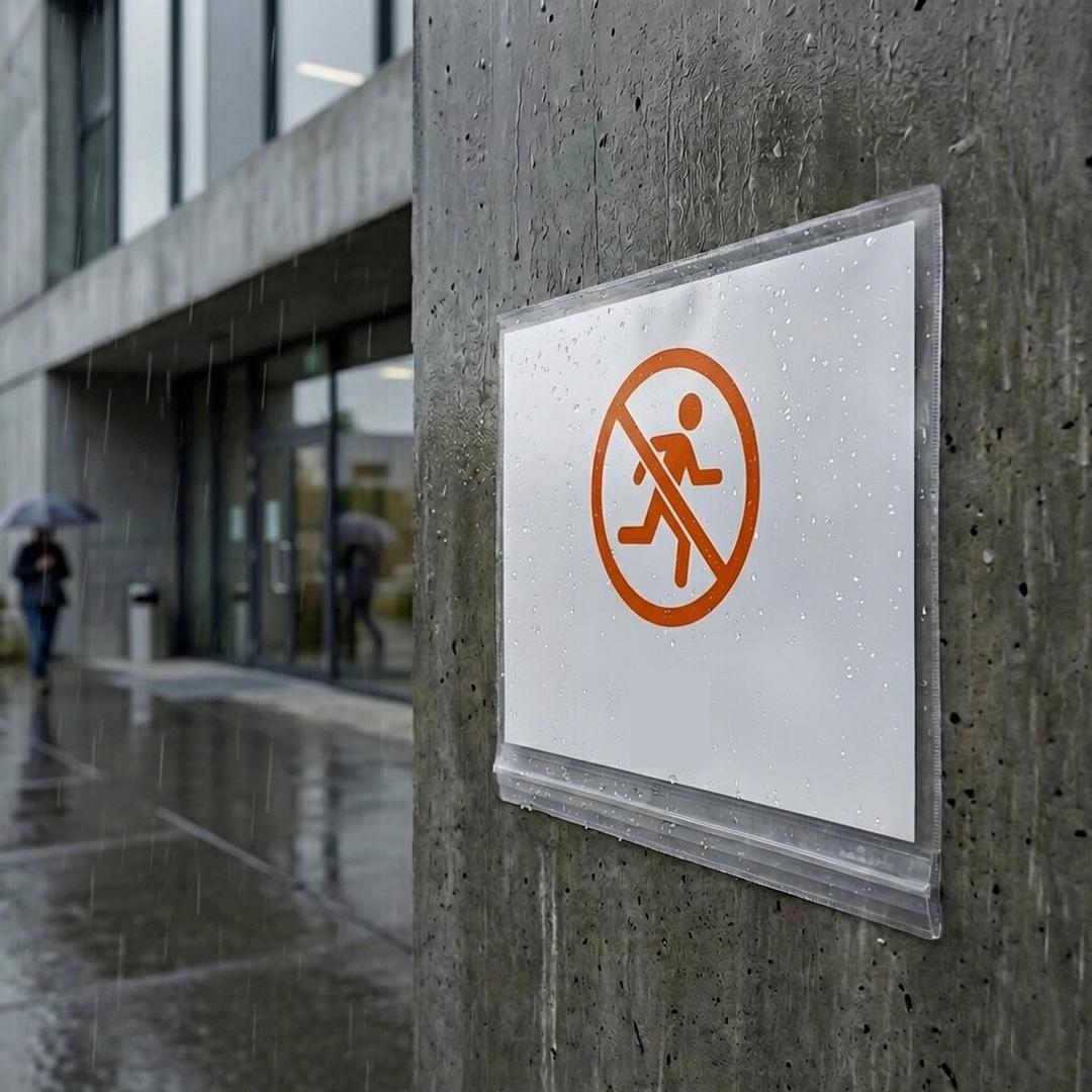 Pochette étanche DURABLE sur un mur en béton sous la pluie