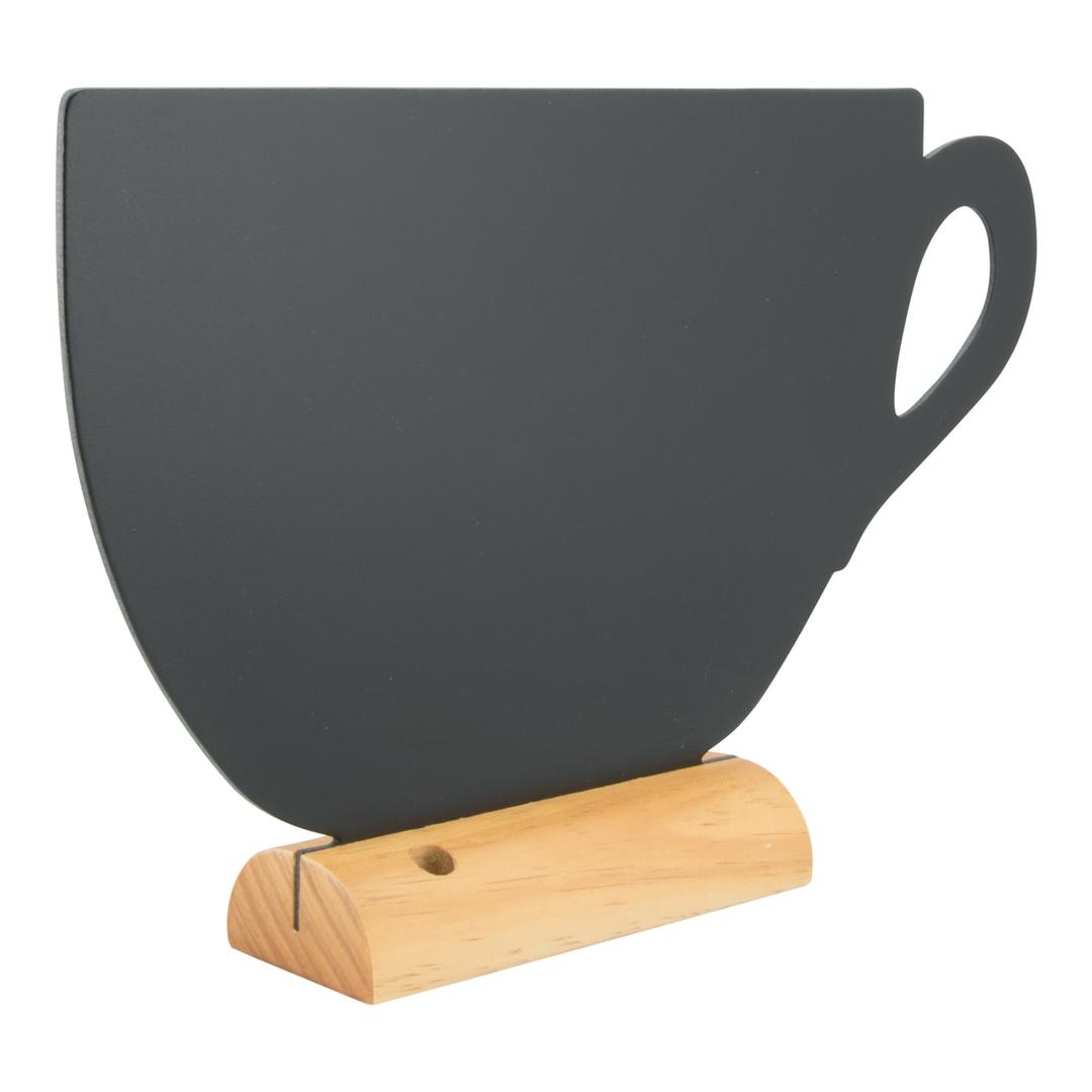 Ardoise de table silhouette tasse Securit, de trois-quarts