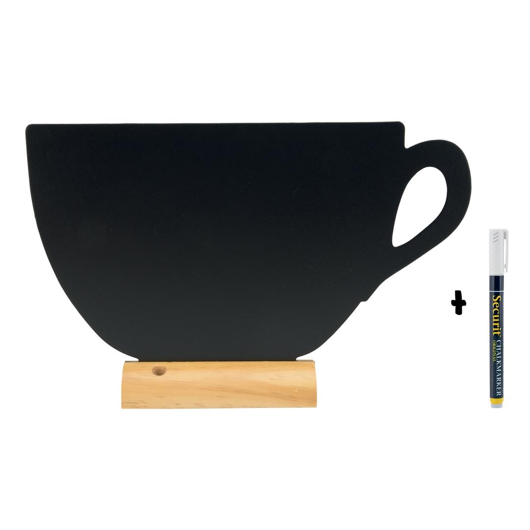 Ardoise de table silhouette tasse Securit, avec son feutre-craie