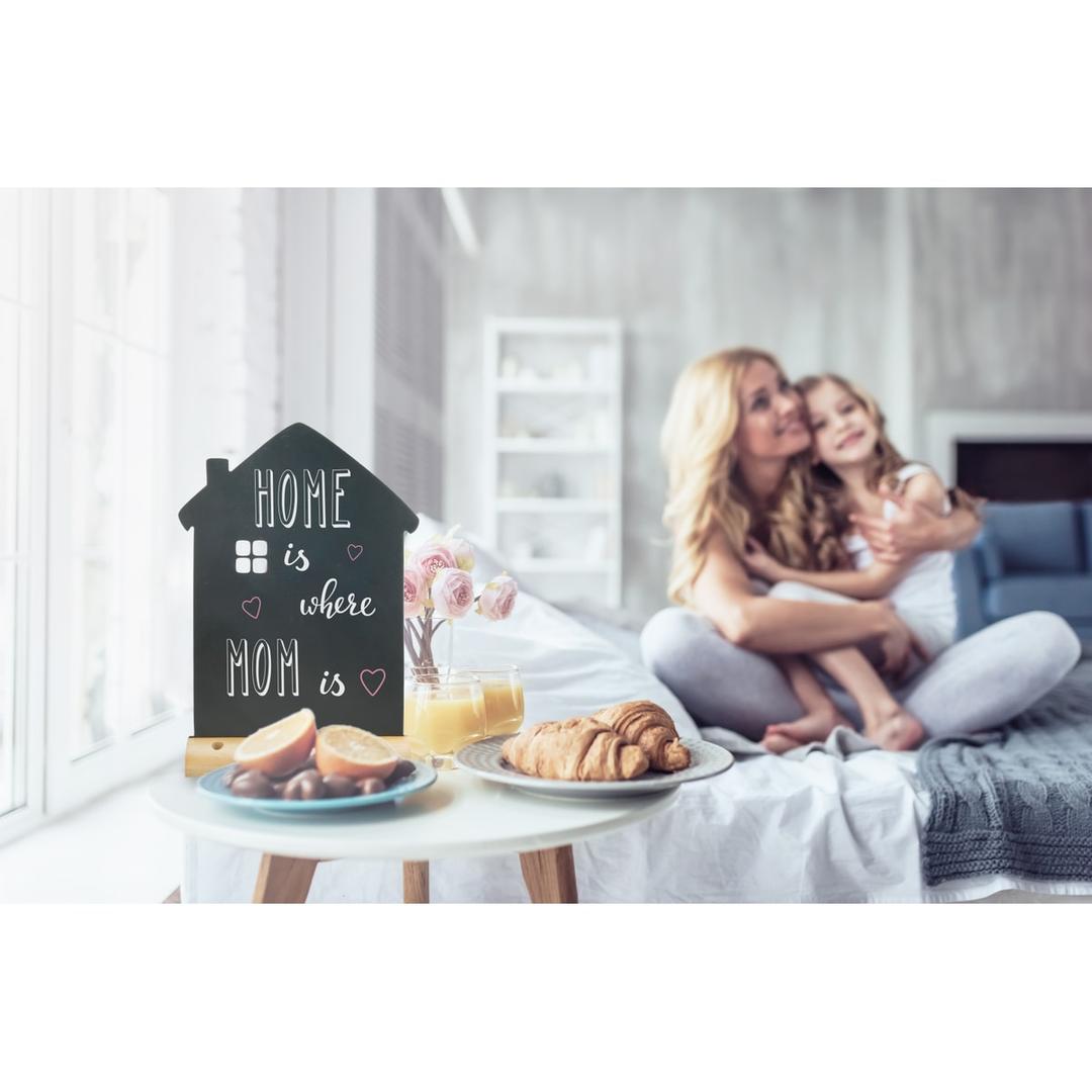 Ardoise de table silhouette maison Securit, avec un message écrit