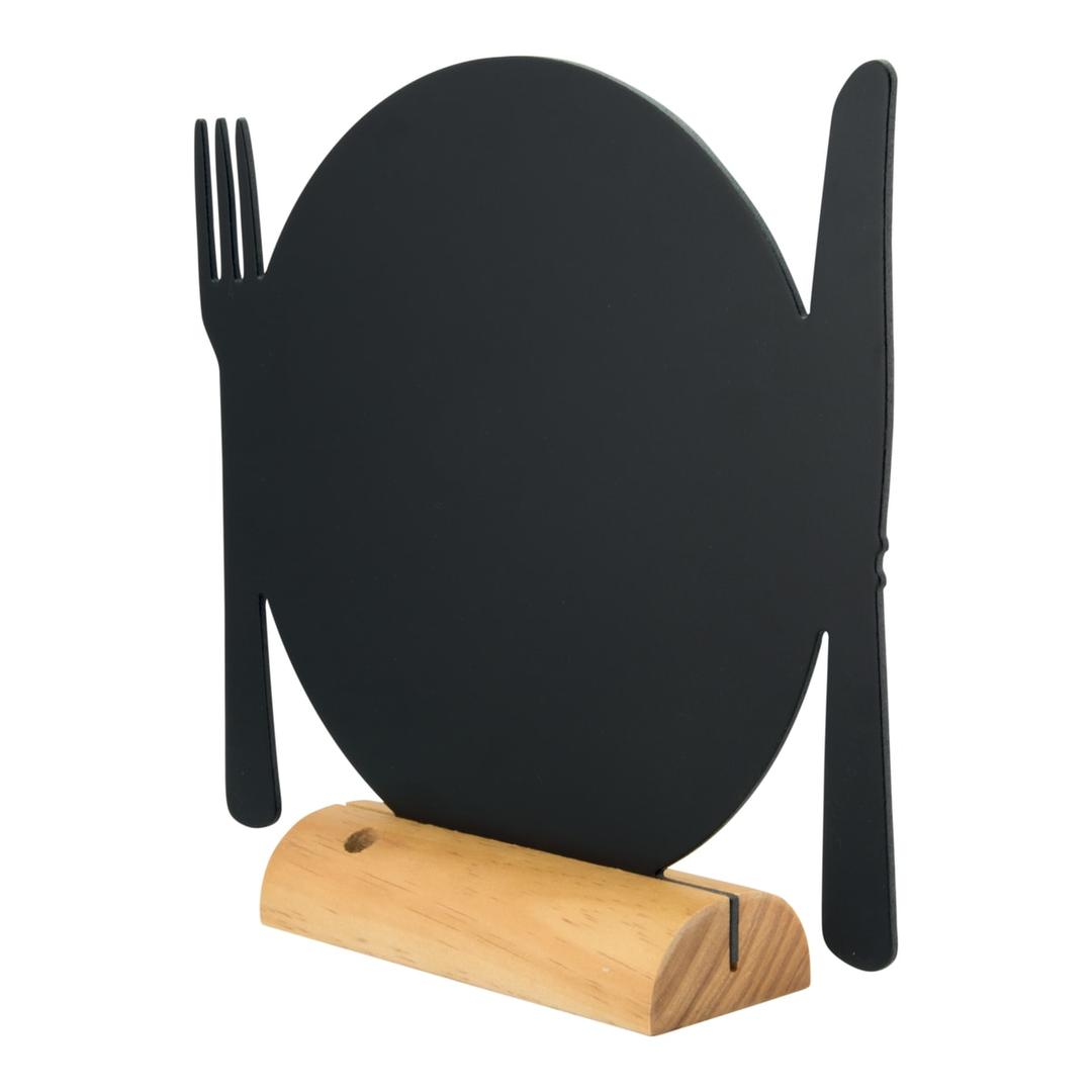 Ardoise de table silhouette assiette Securit, de dos