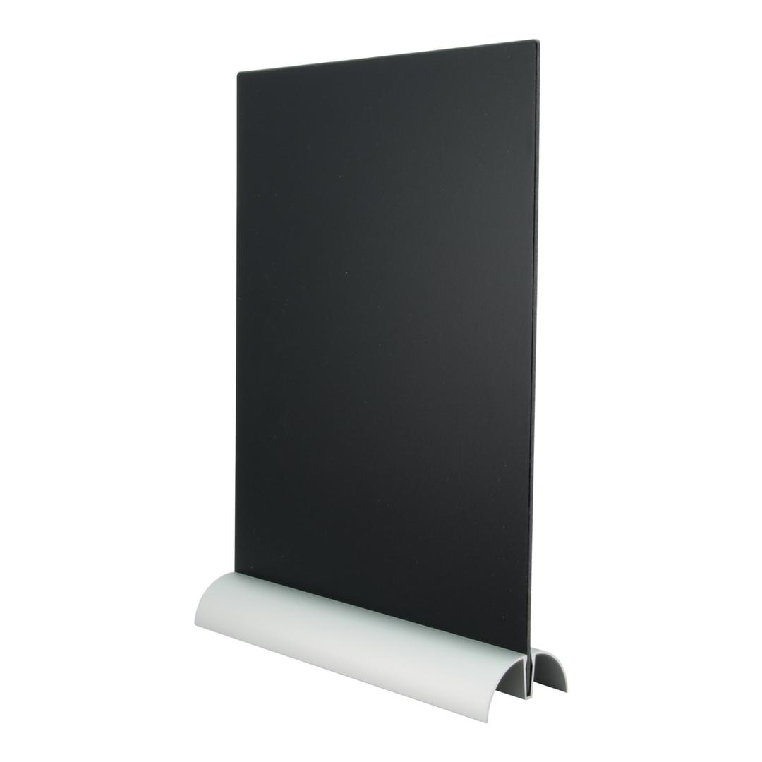 Ardoise de table à socle aluminium Securit, de dos