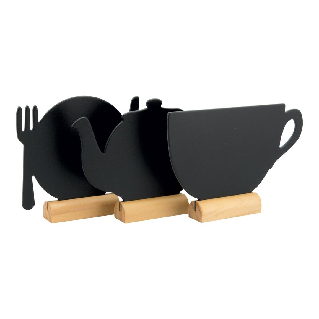 Mini ardoise de table silhouettes assorties Securit, de trois-quarts