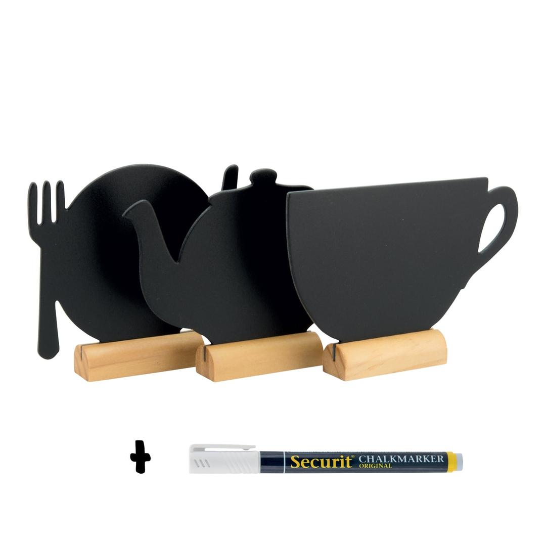 Mini ardoise de table silhouettes assorties Securit, avec le feutre-craie
