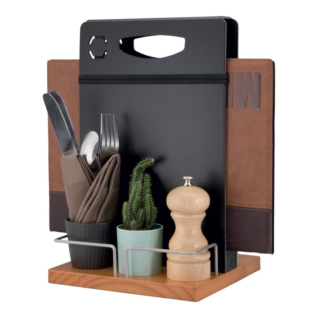 Porte-menu de table TABLE CADDY Securit, garni sur la table