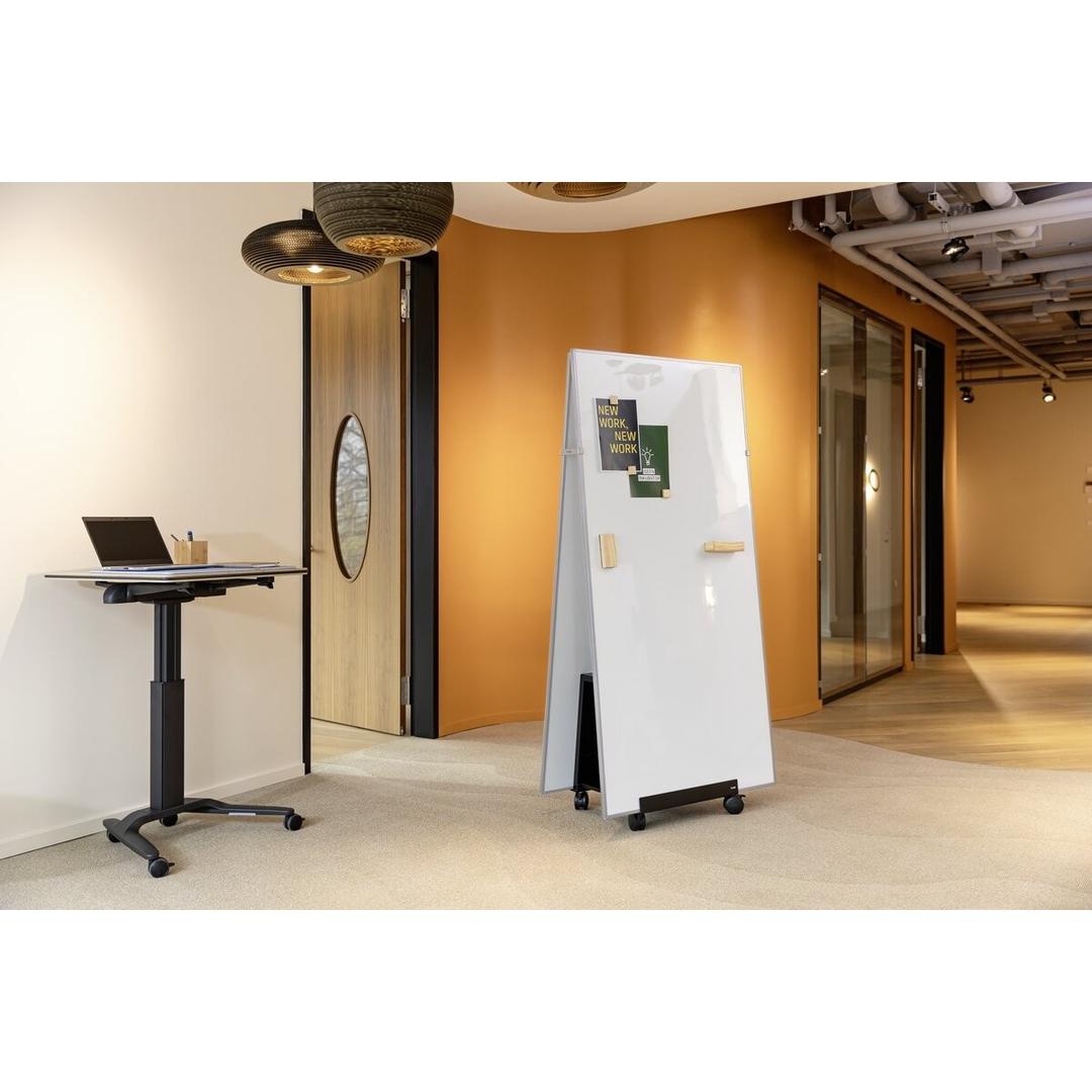 Double face, 900 x 1 800 mm, cadre argent Tableau blanc mobile Meet up SIGEL - Tableaux Meet up sigel montés en tente