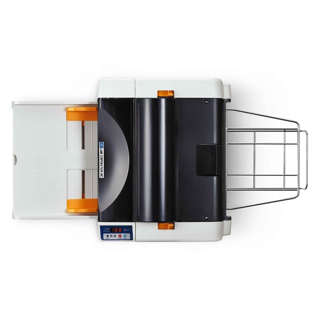 Plastifieuse automatique LAMI Revo Office vue de dessus, avec le panneau de commande