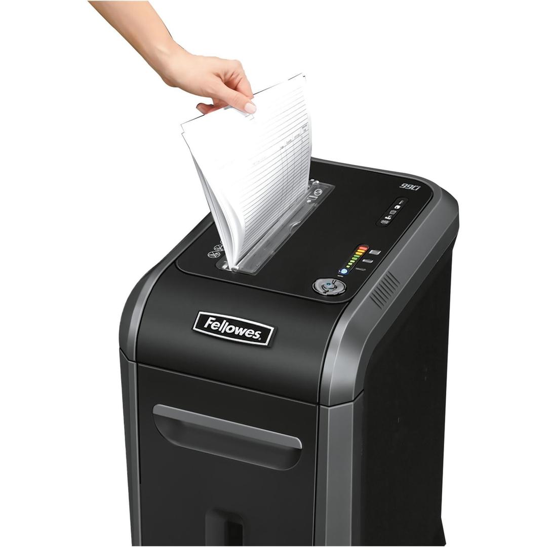 Destructeur Fellowes 99Ci Powershred avec technologie 100% anti-bourrage et sécurité de fente SafeSense®.