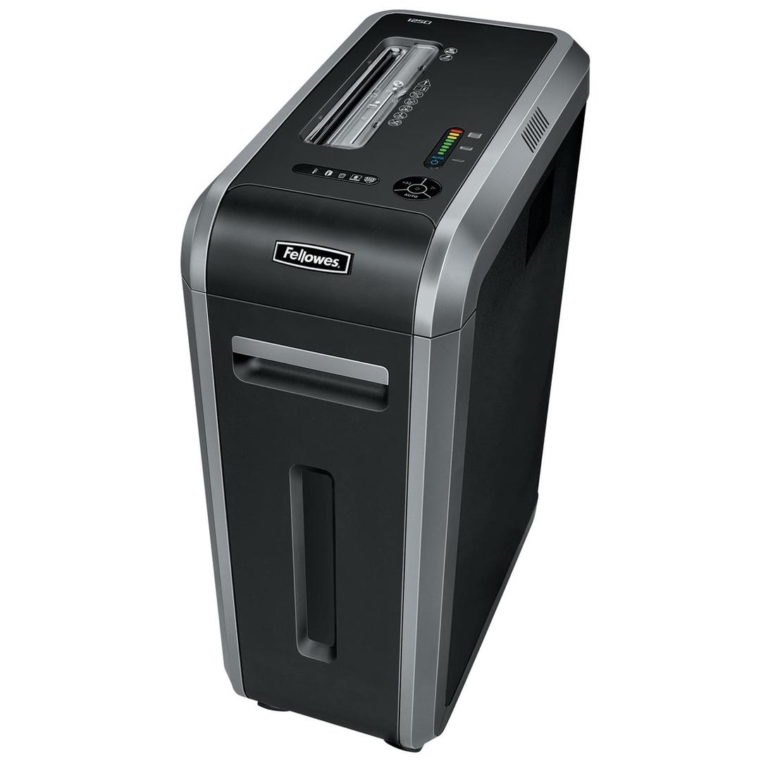 Dessus du destructeur de documents Fellowes Powershred 125Ci, avec la fente d'insertion et le panneau de commande