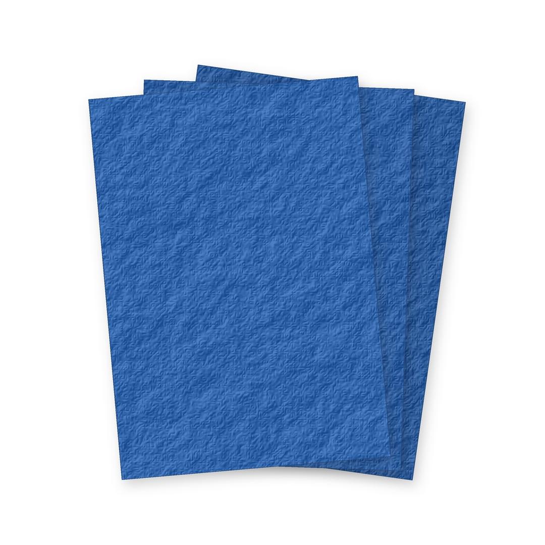 Couverture de reliure cartonnée A4 Grain cuir bleu France 250 g A4 FALCON K — Trois couvertures cartonnées grain cuir bleu France Falcon K A4 250 g en éventail
