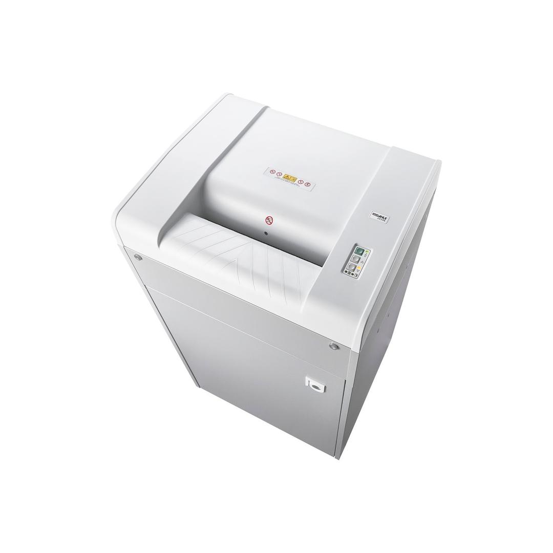 Vue de trois quarts du destructeur de documents DAHLE 719 Professional 0,8 x 4,7 mm, capot et panneau de commande