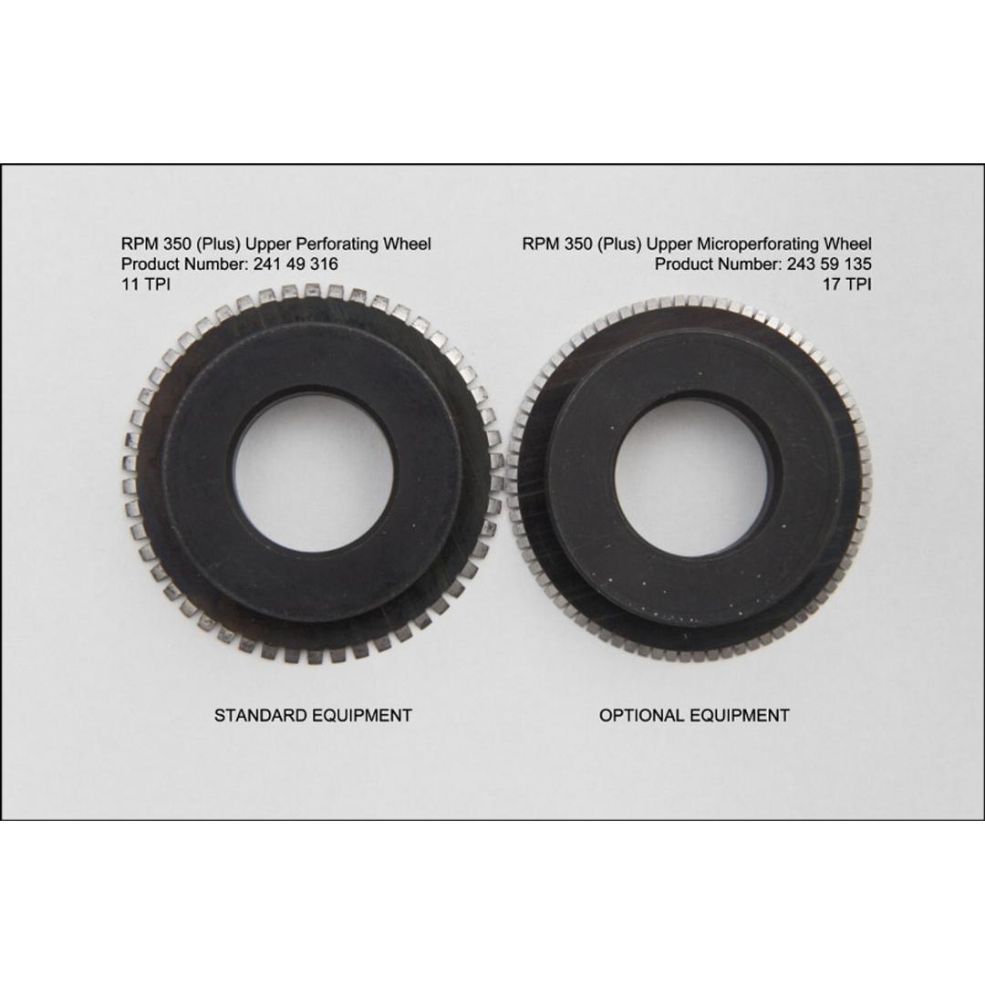 Perforeuse rotative à friction SRA3 RPM 350 Plus CYKLOS - Roue de perforation standard et roue de micro-perforation de la perforeuse Cyklos RPM 350 Plus