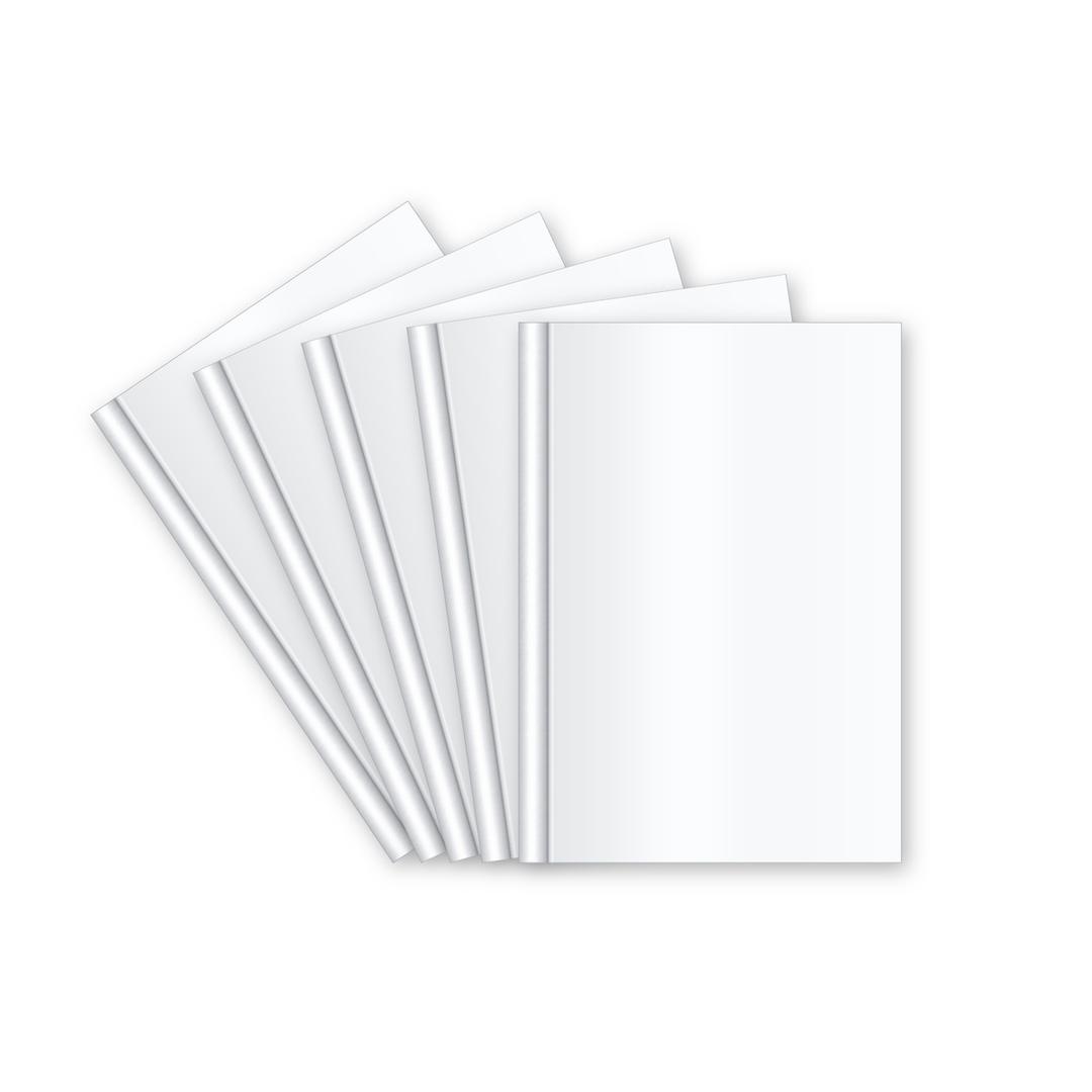 Couverture de reliure thermique A4 Couvertures thermiques dos satin blanc 3 mm A4 FALCON K - Couvertures thermiques A4 Falcon K à dos satin blanc et face transparente, illustration