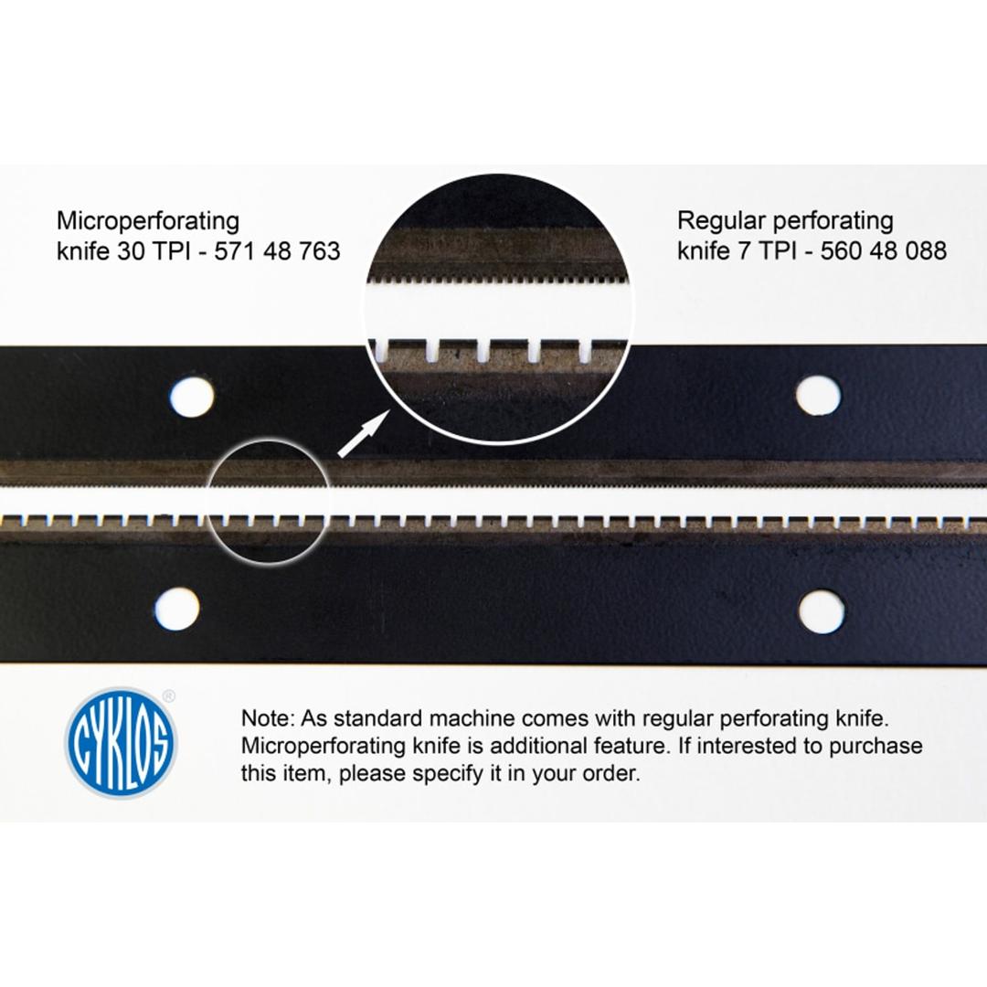 Raineuse micro-perforatrice semi-automatique 450 mm GPM 450 SA CYKLOS - Lame de micro-perforation 30 TPI et lame de perforation 7 TPI de la raineuse Cyklos GPM 450 SA
