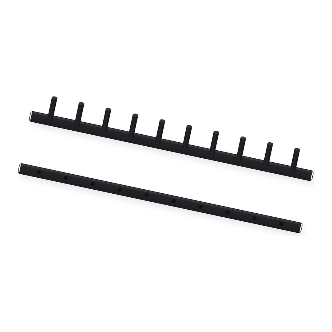 Peigne de reliure thermosoudé A4 Peignes thermosoudés 25 mm A4 noirs FALCON K - Peigne thermosoudé Falcon K 25 mm A4 noir : baguette à 10 picots et contre-baguette, illustration