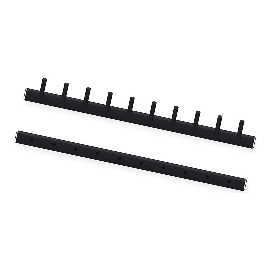 Peigne de reliure thermosoudé A4 Peignes thermosoudés 51 mm A4 noirs FALCON K - Peigne thermosoudé Falcon K 51 mm A4 noir : baguette à 10 picots et contre-baguette, illustration