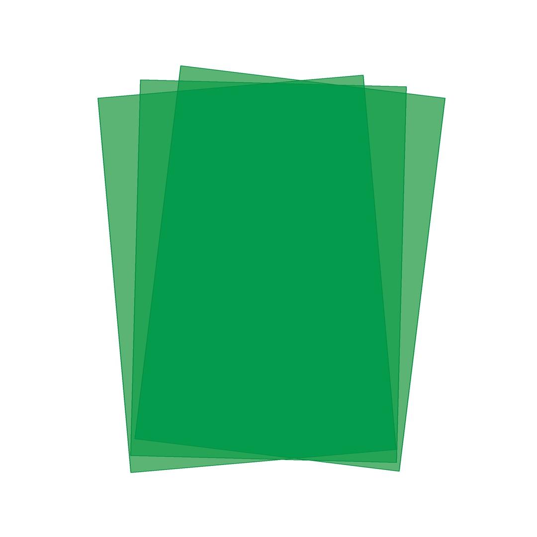 Couverture de reliure vert A4 PVC vert 200 microns A4 FALCON K — Couvertures PVC vertes A4 Falcon K 200 microns, trois feuilles translucides superposées