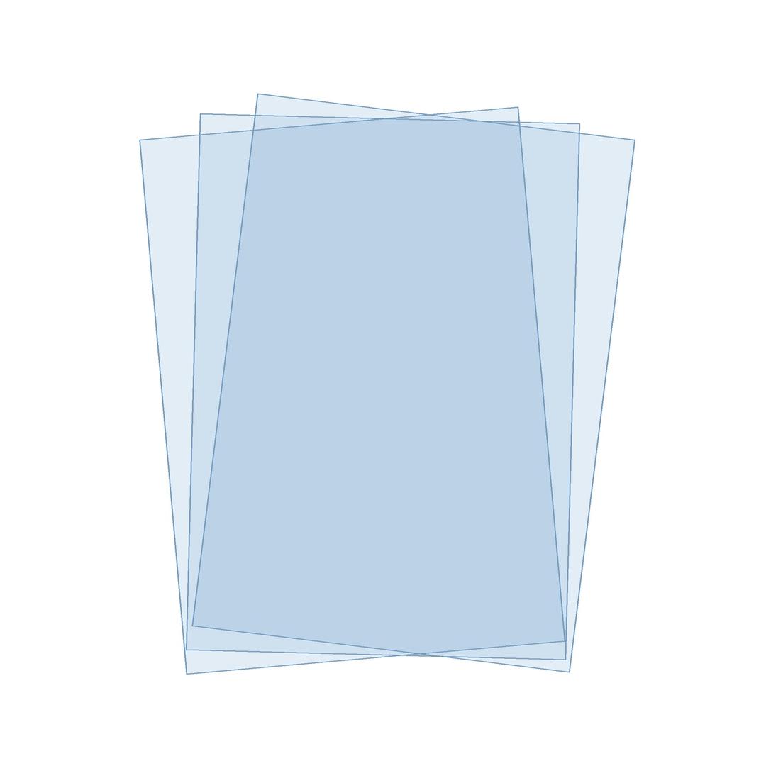 Couverture de reliure transparente A3 PVC 240 microns A3 FALCON K — Couvertures PVC transparentes A3 Falcon K 240 microns, trois feuilles superposées