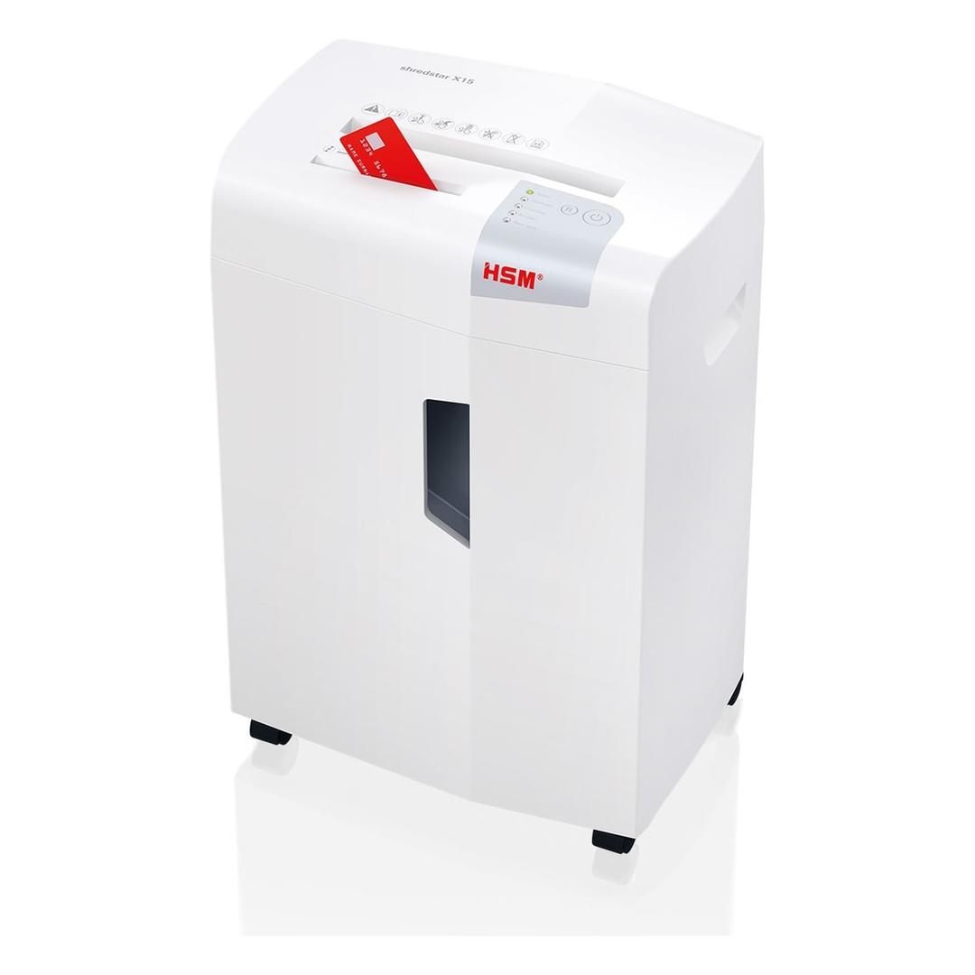 Destructeur de documents HSM shredstar X15, carte de crédit engagée dans le bloc de coupe séparé