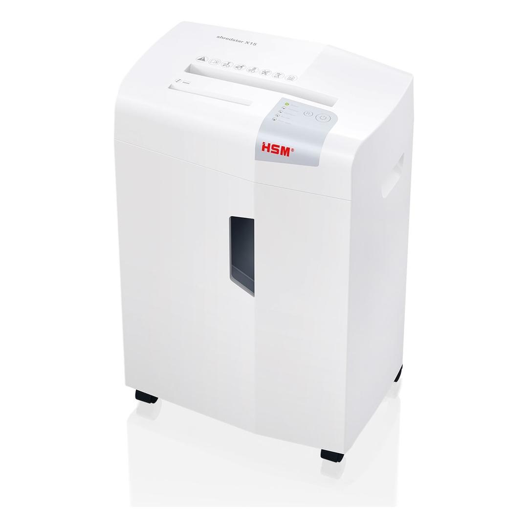 Destructeur de documents HSM shredstar X15, vu de trois quarts