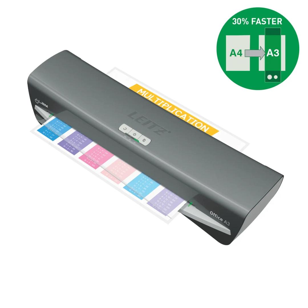 La plastifieuse à pochettes Leitz iLAM Office A3 et les pochettes A4 High Speed