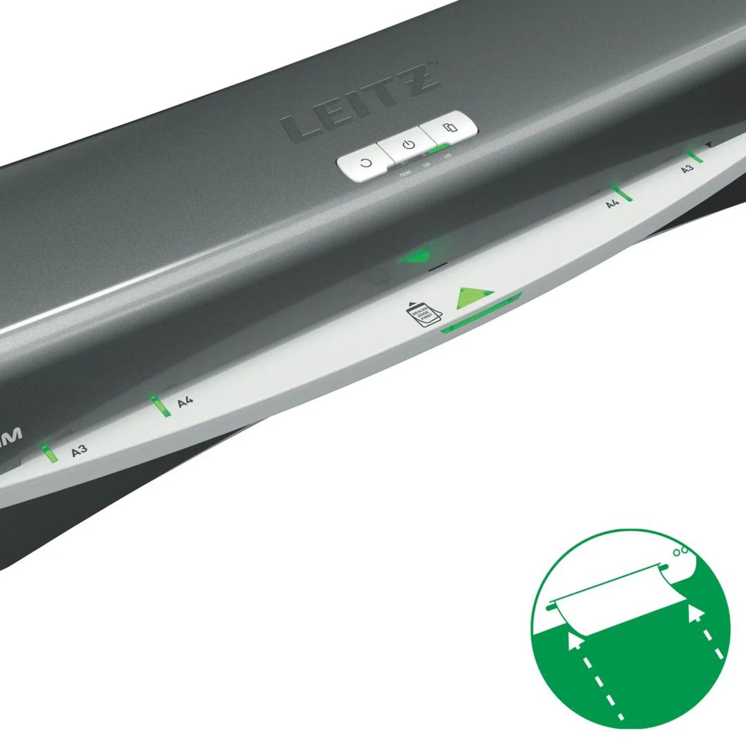 Voyants SMART du guide d'insertion de la plastifieuse à pochettes Leitz iLAM Office A3