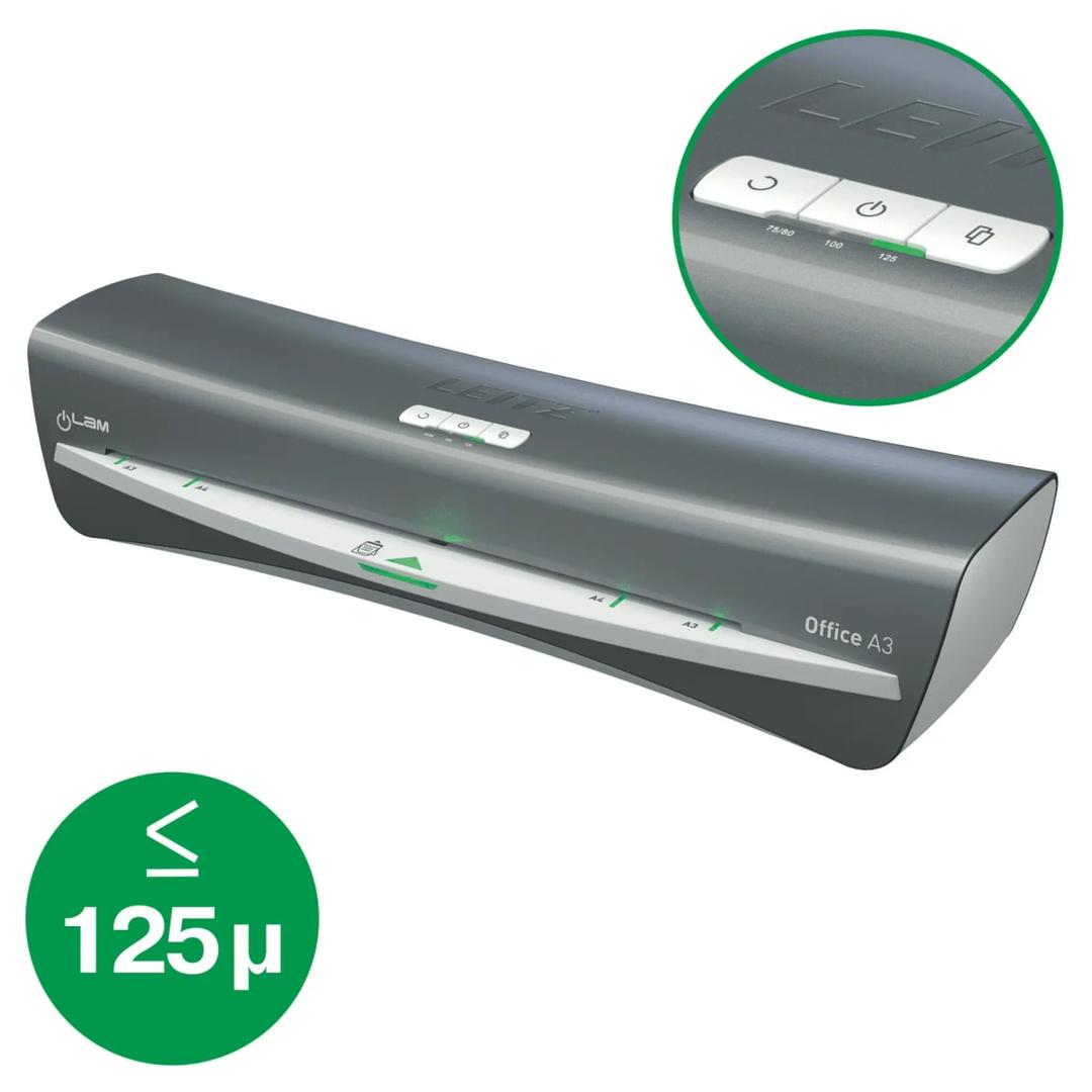 La plastifieuse à pochettes Leitz iLAM Office A3, pochettes jusqu'à 125 microns par face