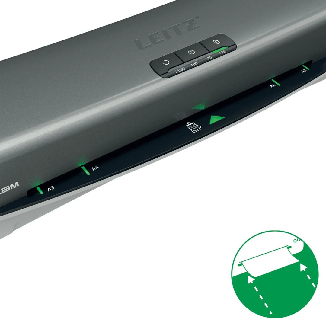 Voyants SMART du guide d'insertion de la plastifieuse à pochettes Leitz iLAM Office Pro A3
